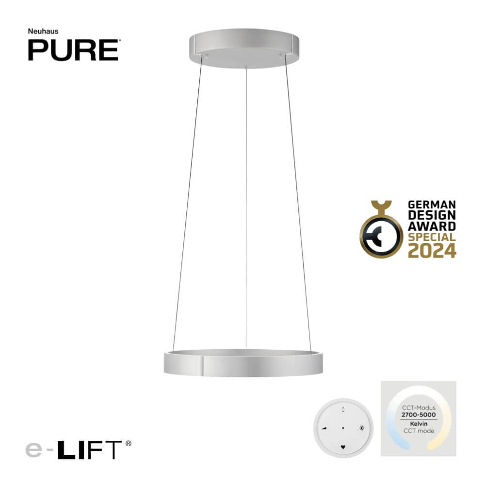 Round hanging lamp Pure E-Clipse aluminum Ø 50cm Paul Neuhaus 4012248372333
