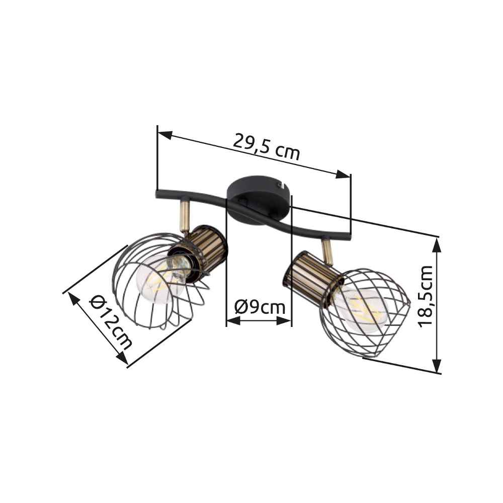 Ceiling lamp Argusto 2-light black Globo 9007371390717