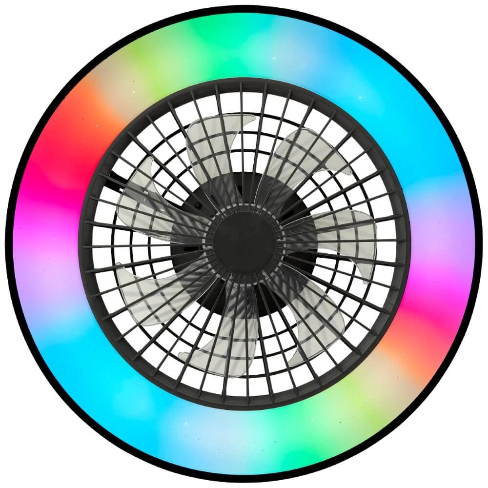 Black ceiling fan Mazzaro with RGB lamp - 48cm Brilliant 4004353428449