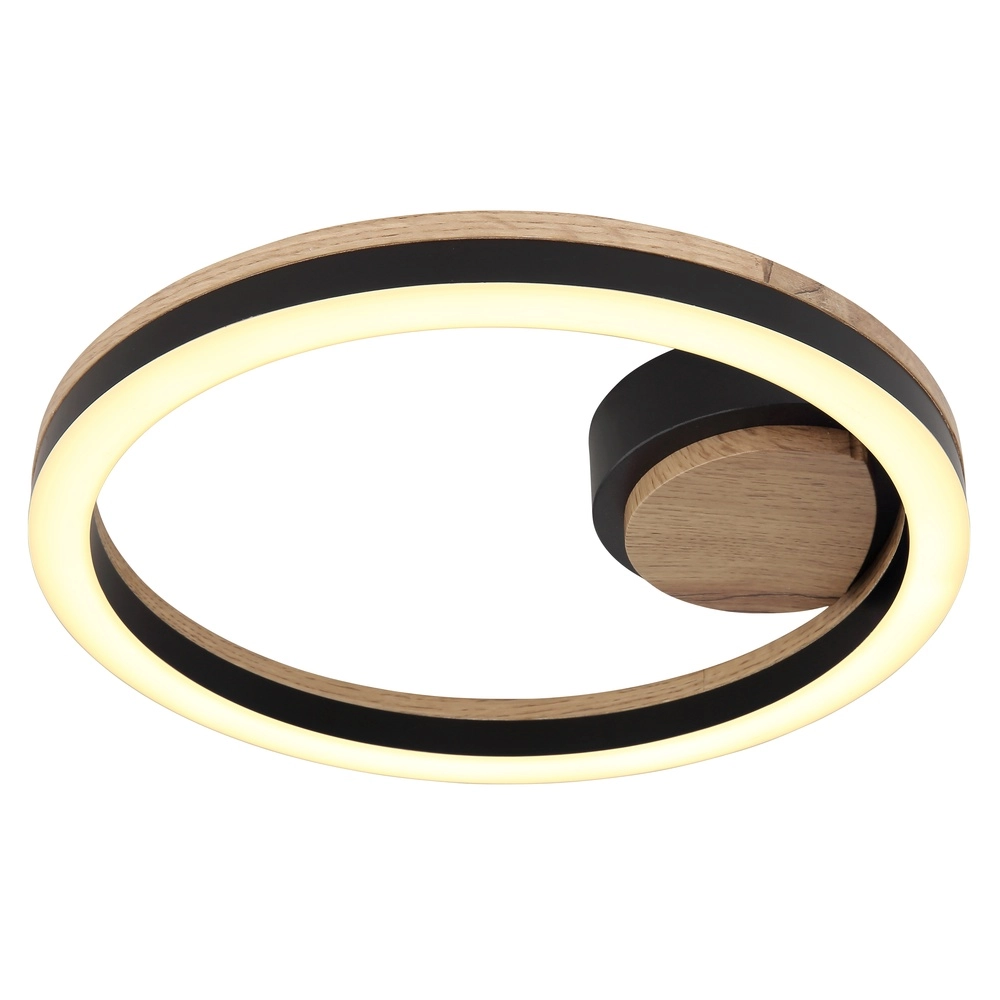 Ceiling lamp Beatrix Round black with wood