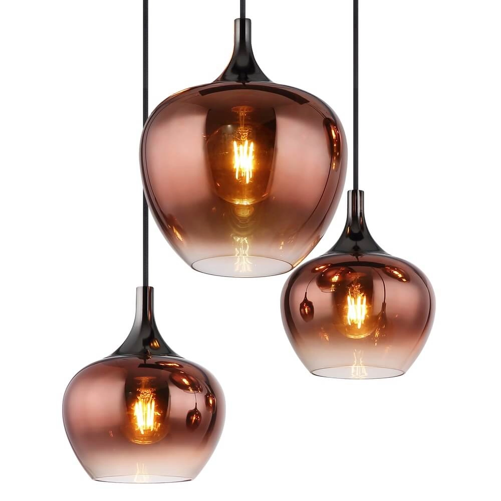 Black pendant lamp Maxy with red glass 6-lights Globo 9007371450985