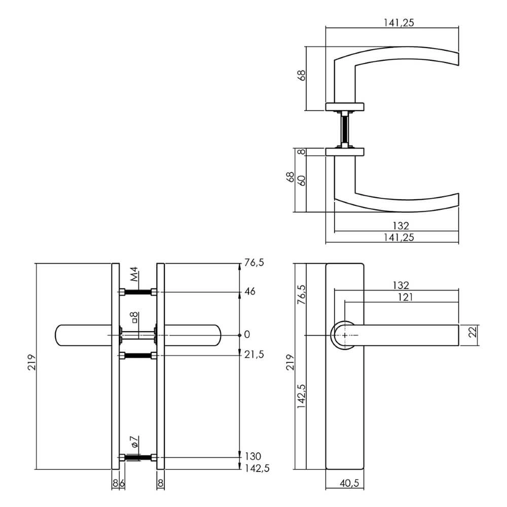 Door handle Blok rectangular stainless steel Intersteel 8714186187241