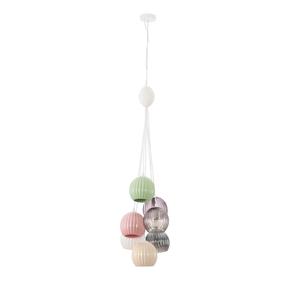 Colored pendant lamp Meline 7-light
