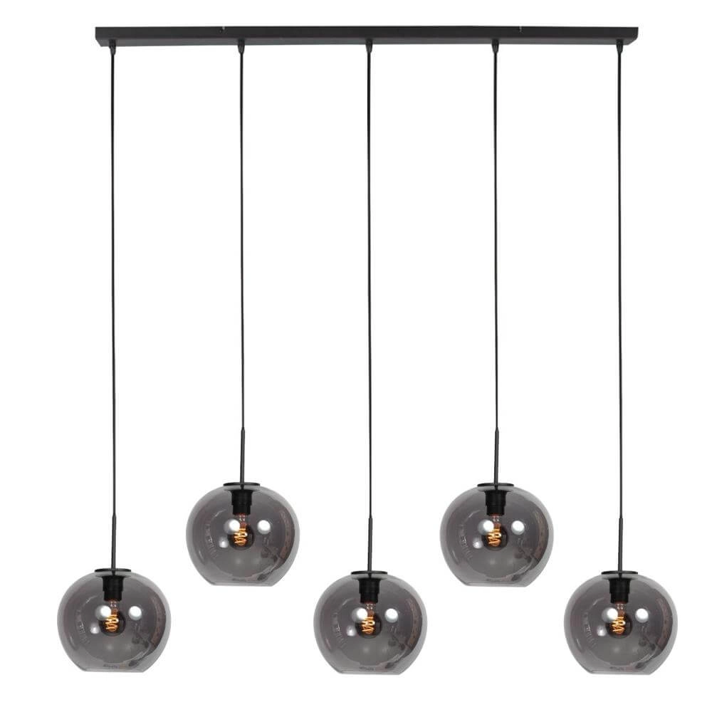 Pendant lamp HaloSwap black with ball smoke glass
