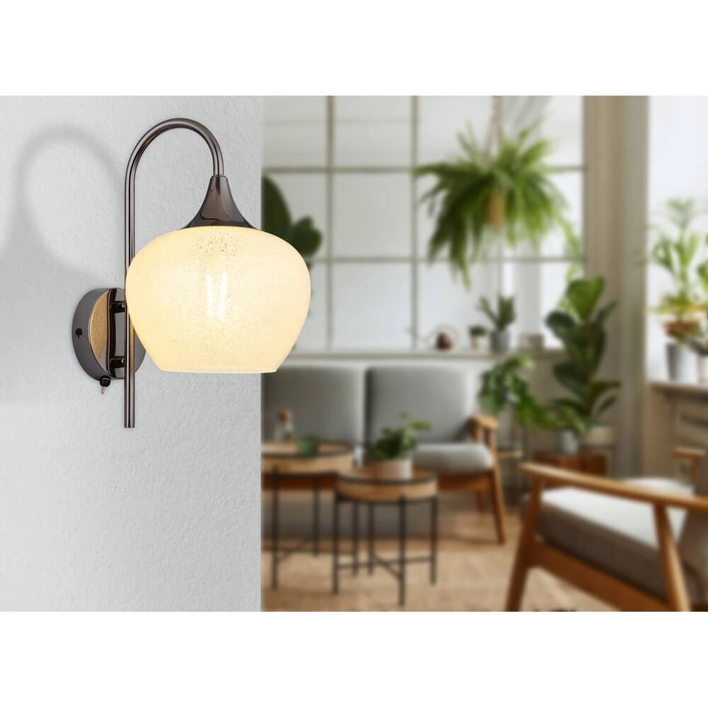 Anthracite wall lamp Maxy with white glass single Globo 9007371447190