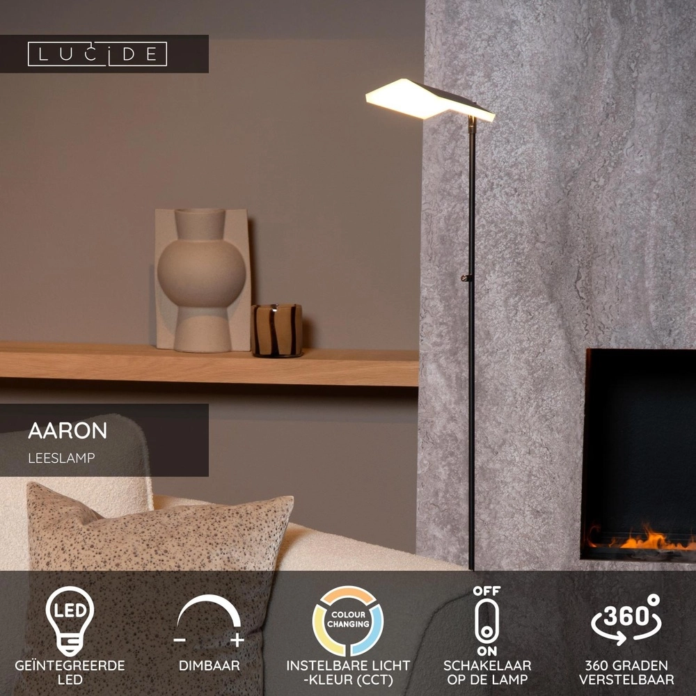 Led reading lamp Aaron Design black Lucide 5411212194039