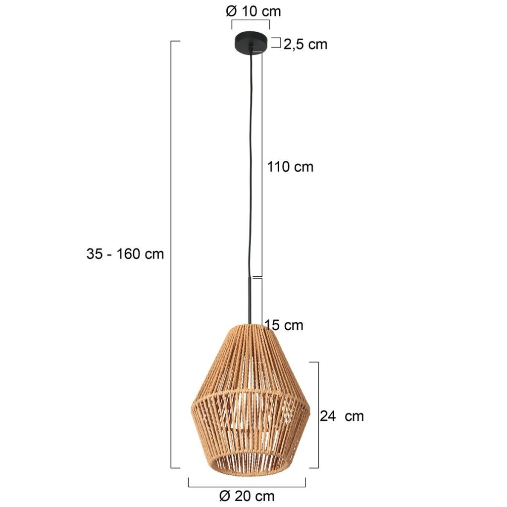 Pendant lamp Ropex with rattan shade Ø20cm Steinhauer 8712746182781