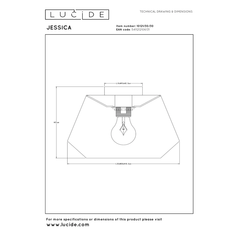 Ceiling lamp Jessica Ø 30cm black Lucide 5411212106131