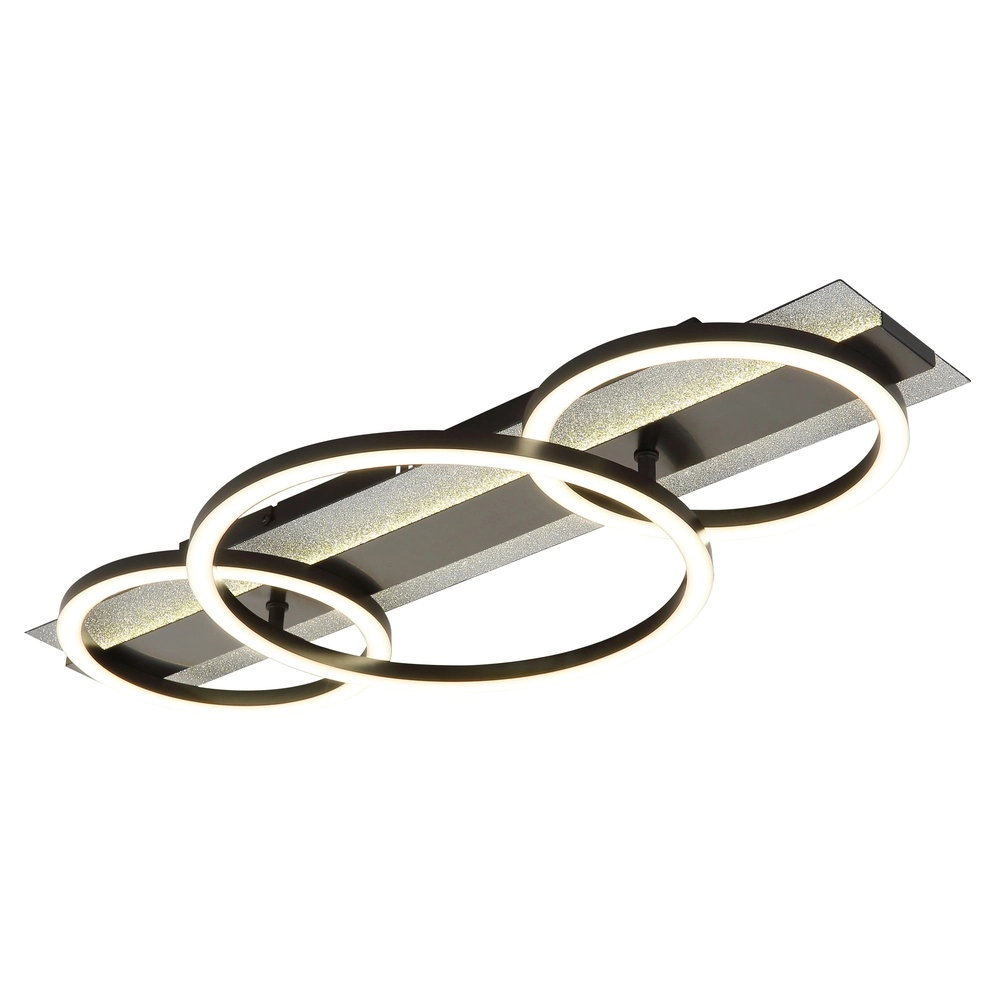 Black ceiling lamp Norberto 3 rings straight