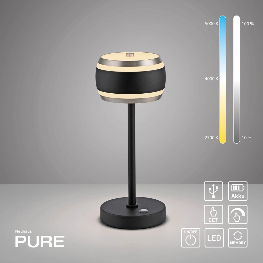 Led table lamp Pure Falling Rings black pearl Paul Neuhaus 4012248396612