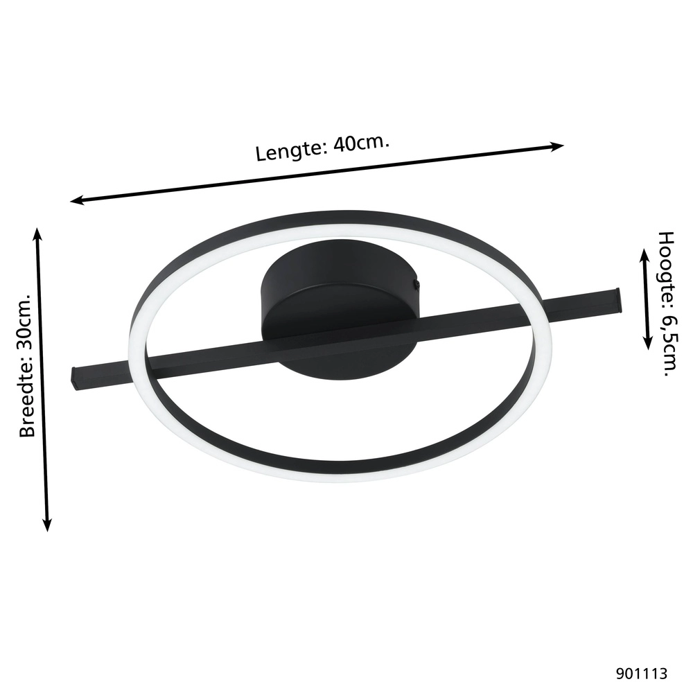 Led ceiling light Amandolo with remote control - black - round Eglo 9008606303915