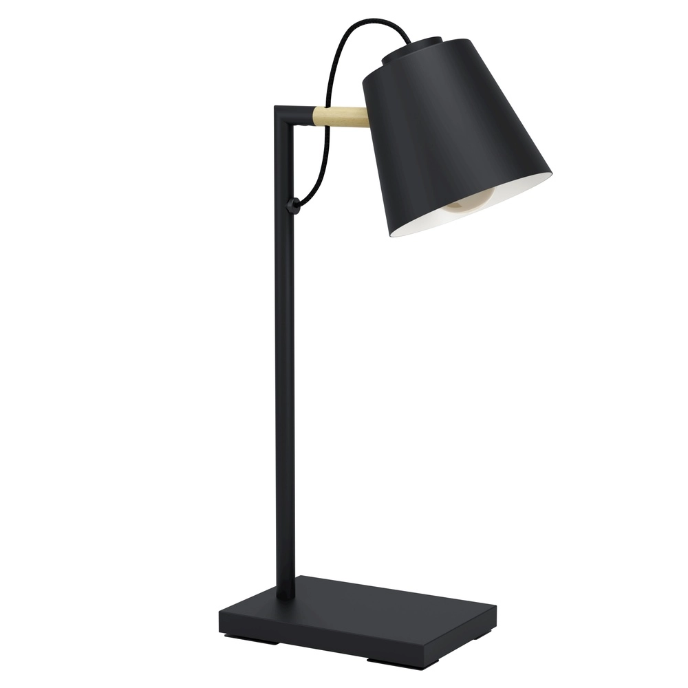 Stylish desk lamp Lacey black with wood look