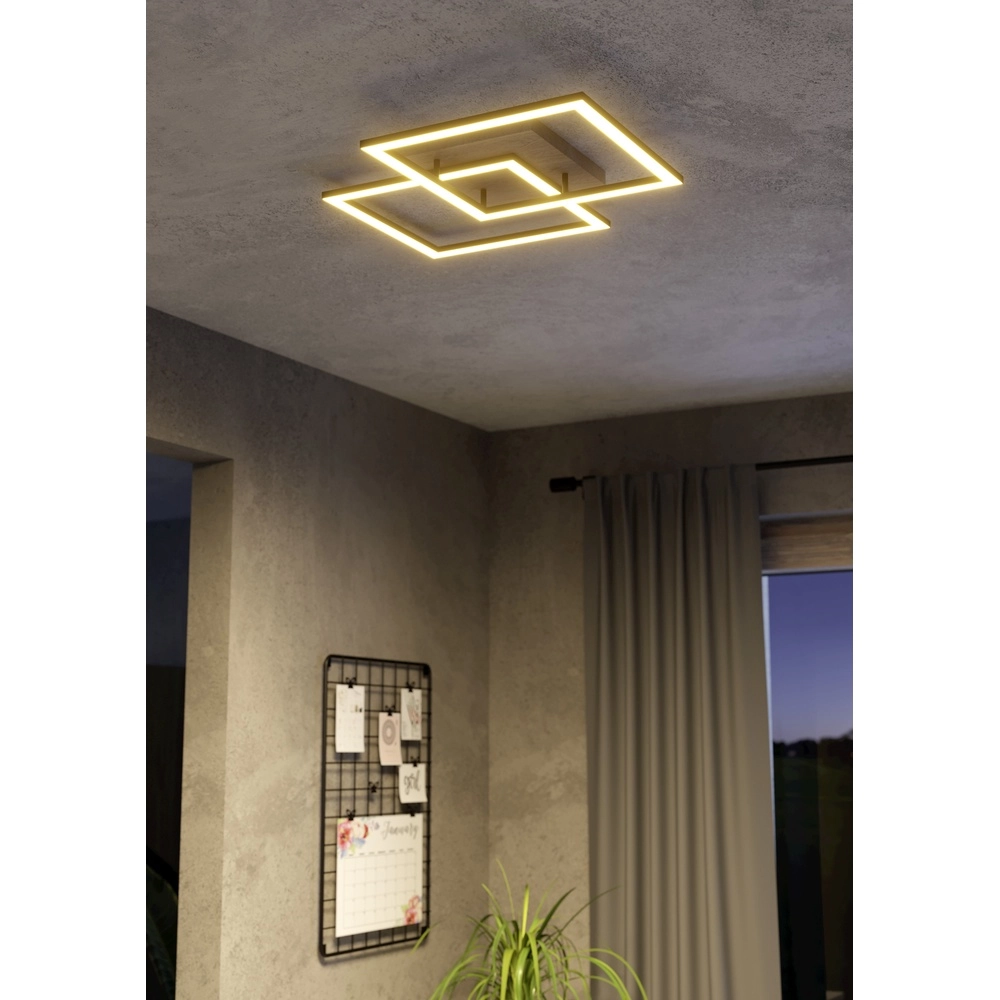 Zigbee ceiling lamp Lomaltas-Z black with wood look - square Eglo 9008606327904
