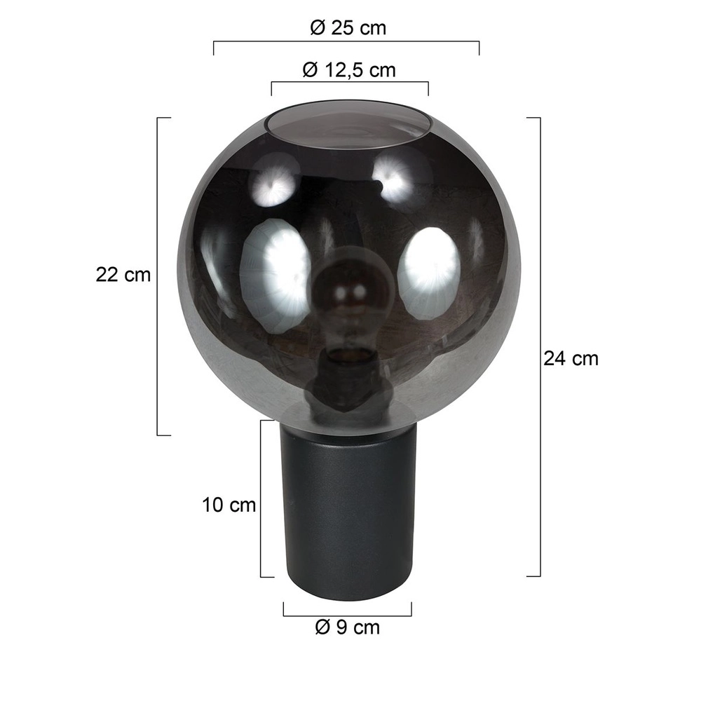 Table lamp Bloeba sphere smoke glass Ø 25cm Steinhauer 8712746181166
