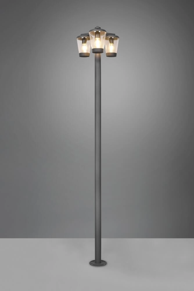 Garden lantern Cavado 3-light 220cm anthracite Trio 4017807506228