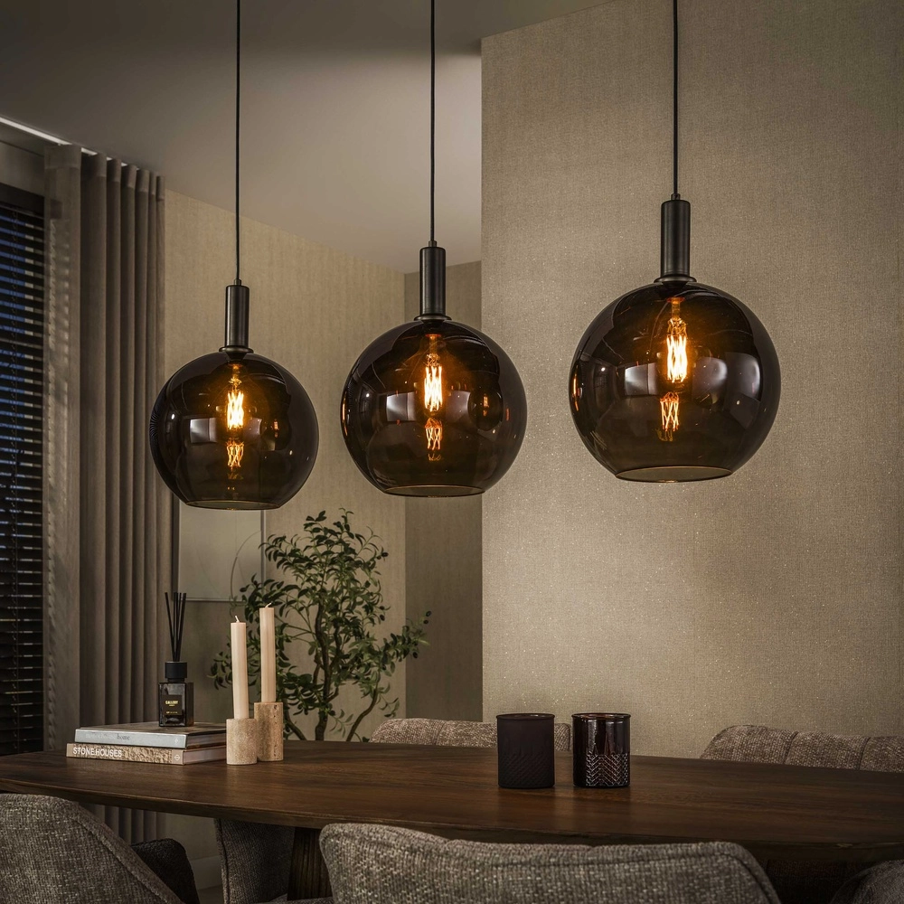 Glass pendant lamp Sfera 3x Ø 30cm - smoke glass