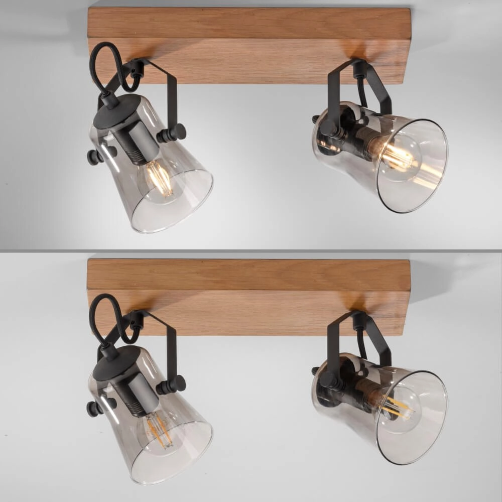 Ceiling lamp Green Langstrom wood 2-light Just Light 4043689994877