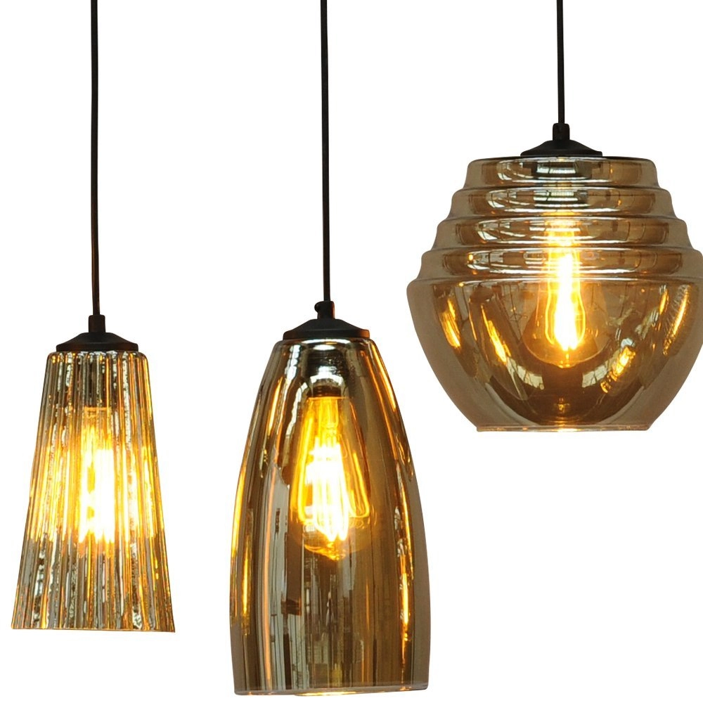 8-bulb pendant lamp Quinto 8 black with smoke glass Masterlight 8718121216584