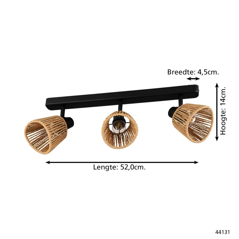 Ceiling lamp Keelby Rattan 3-lights Eglo 9008606359646