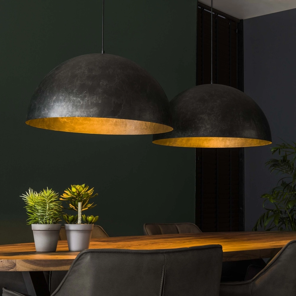 Industrial pendant lamp Dome 2x Ø 60cm - charcoal