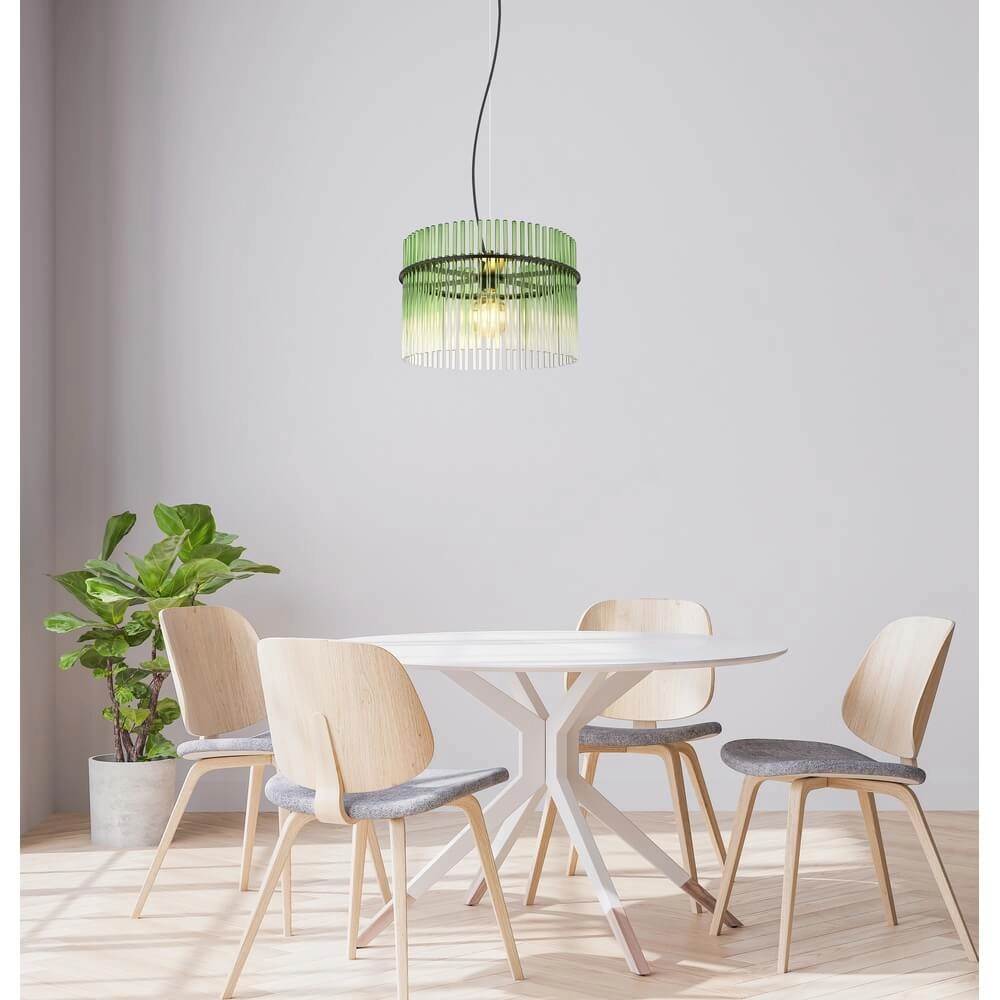 Black pendant lamp Gorley with green glass Ø 40cm Globo 9007371471973