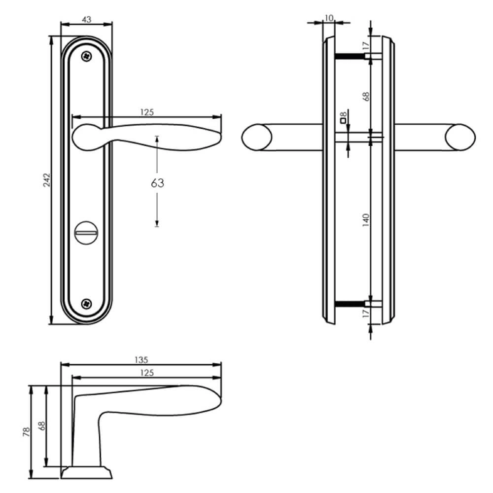 Retro door handle George WC closure 63/8 nickel matt Intersteel 8714186169216