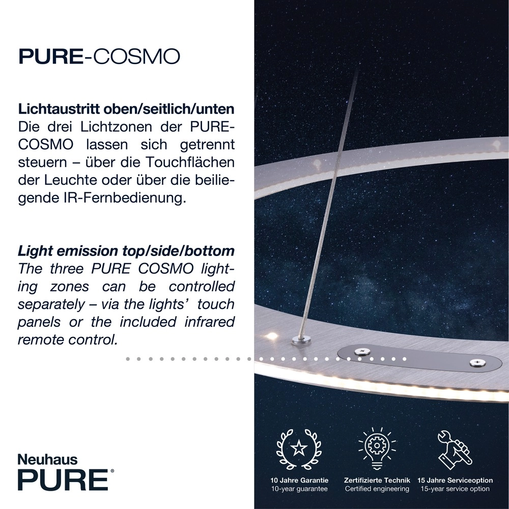 Led pendant light Pure Cosmo brushed metal - Ø 75cm Paul Neuhaus 4012248350751