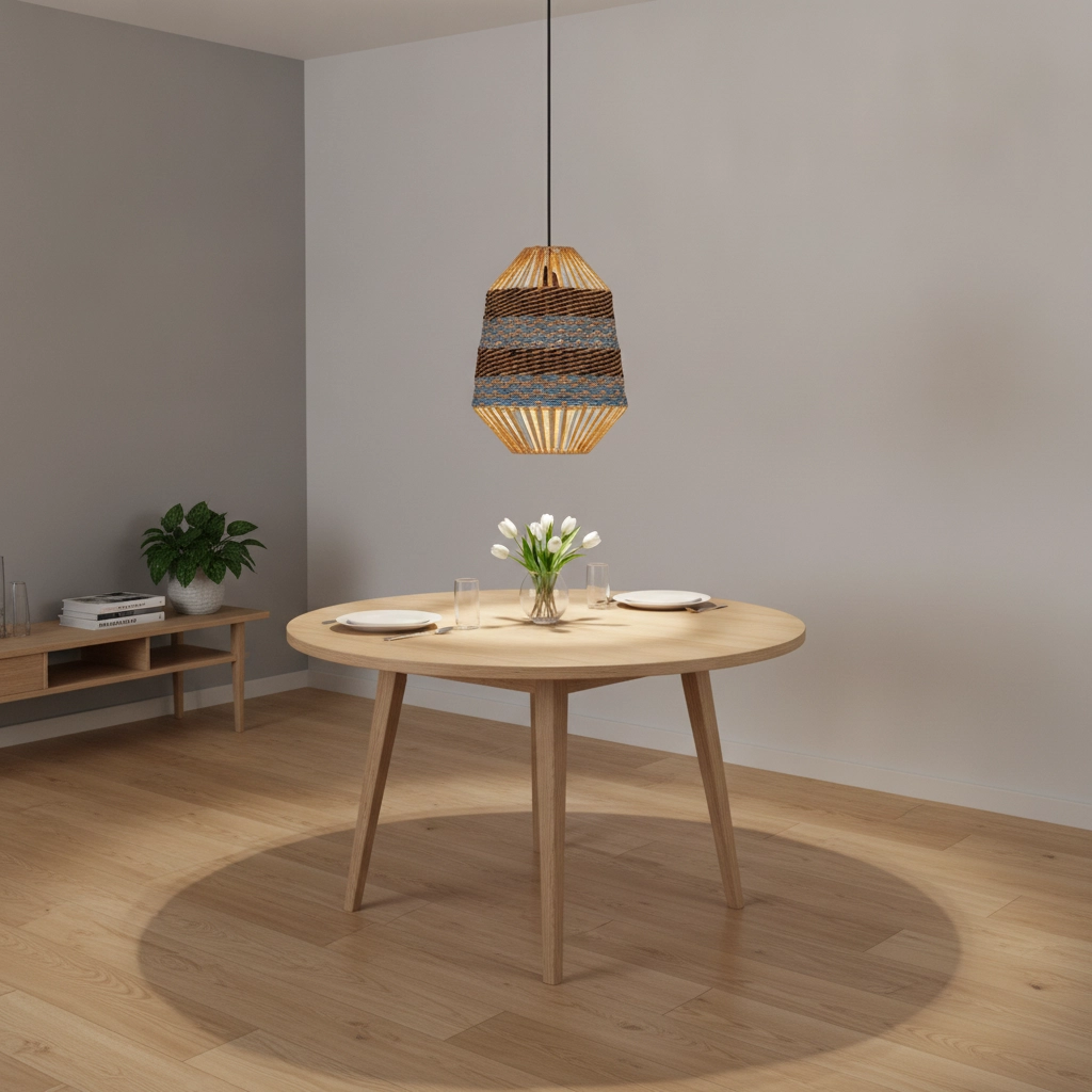 Rattan pendant lamp Copos blue with brown