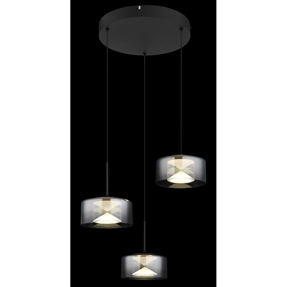 Design pendant lamp Belinda 3-light black Globo 9007371531318