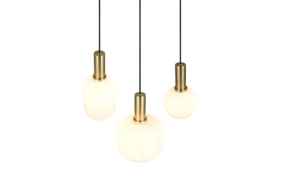 Dining room pendant lamp Diva 3-light - white glass Trio 4017807614503