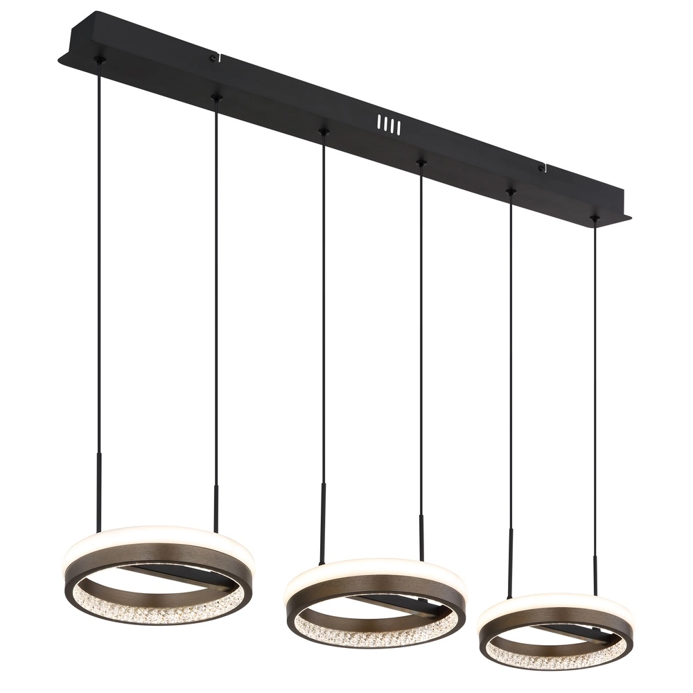 Design pendant lamp Della black 3-lights
