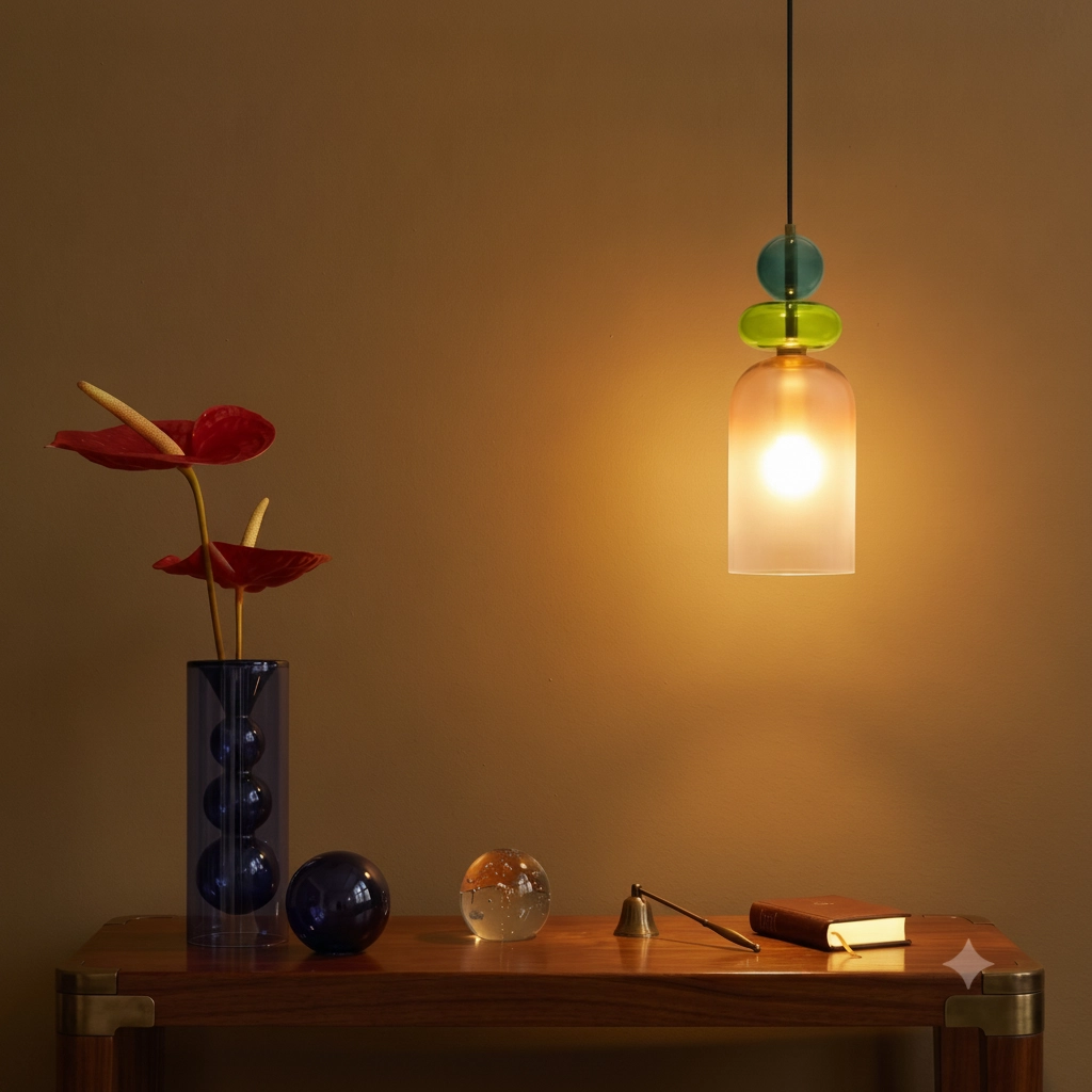Colored pendant lamp Murano orange