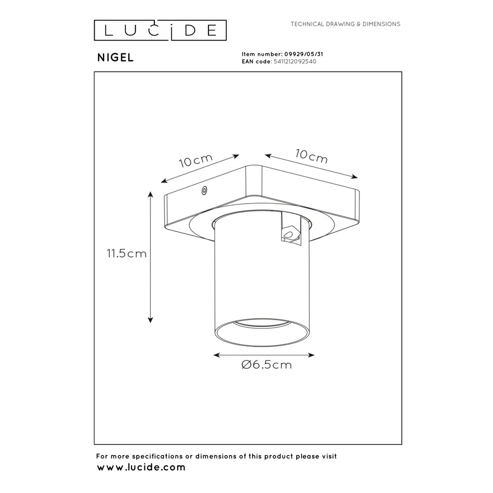 Ceiling spotlight Nigel white Lucide 5411212092540
