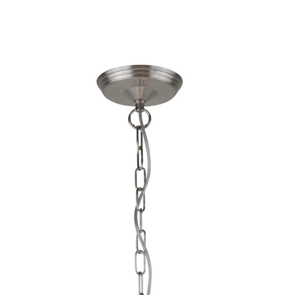 Pendant lamp School House Ø 30cm matt silver with white Searchlight 5053423137605