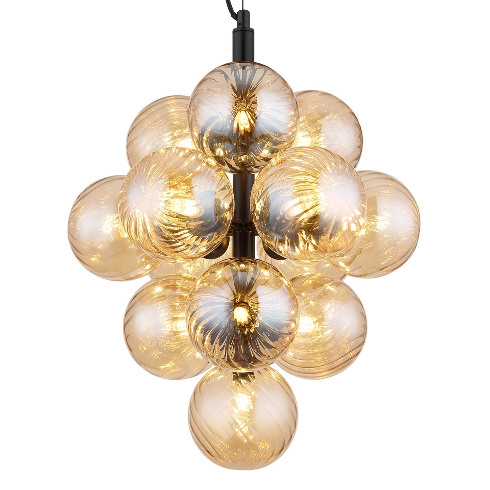 Black pendant lamp Conor with amber glass Globo 9007371509188