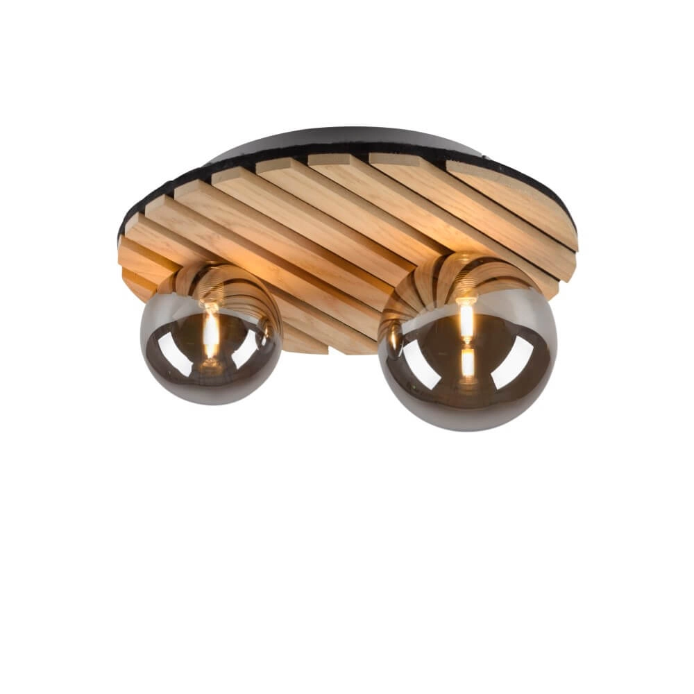 Wooden ceiling lamp Green Stika round Just Light 4043689004231