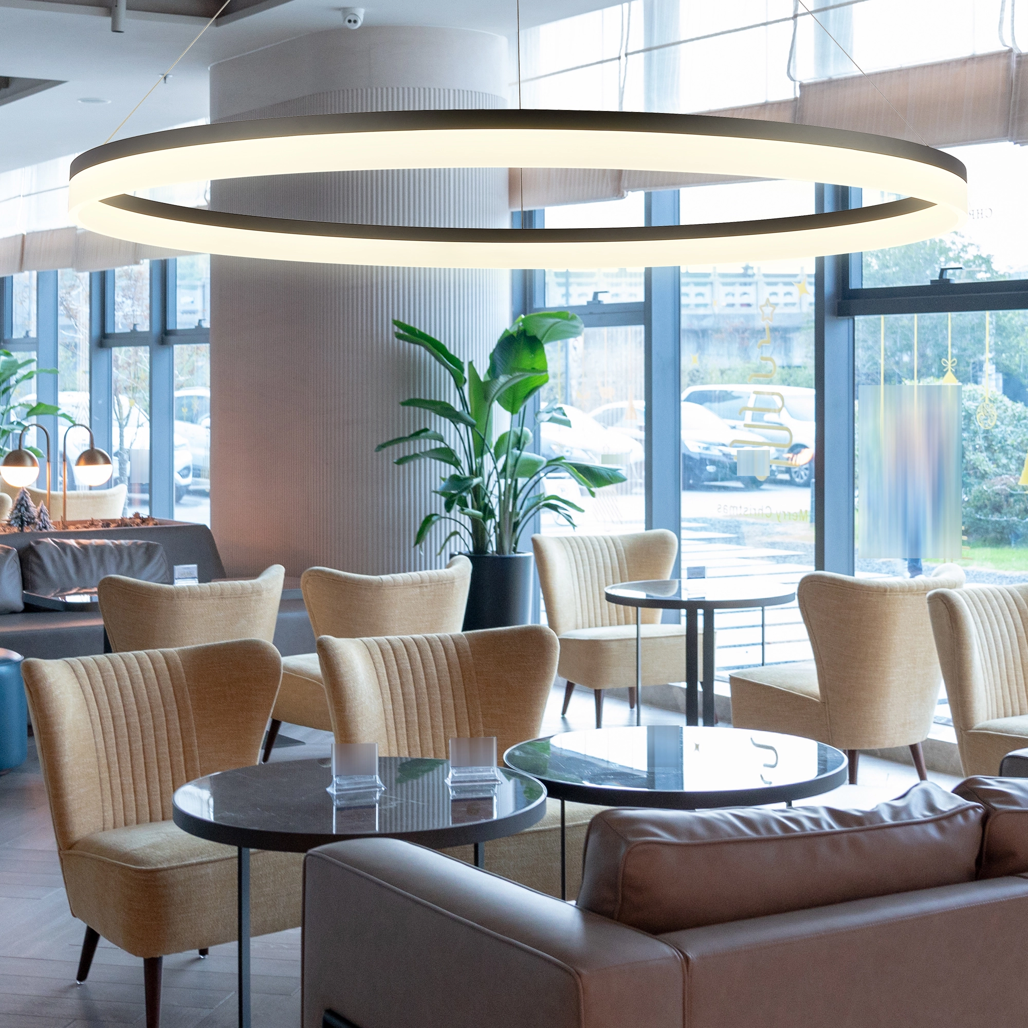Sleek pendant lamp Ara Ø 150cm black Lyora 5053423307220