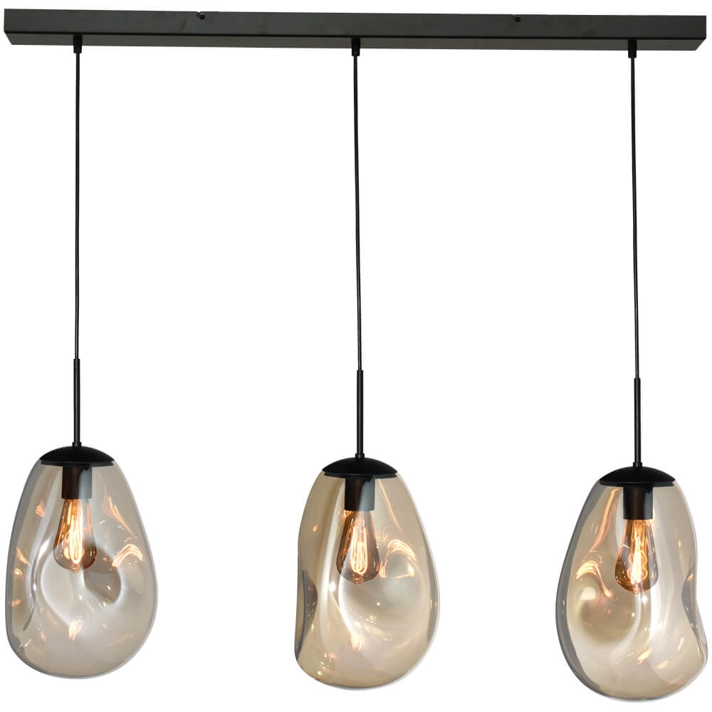 Glass hanging lamp Lava 3x gold glass Ø 22.5cm