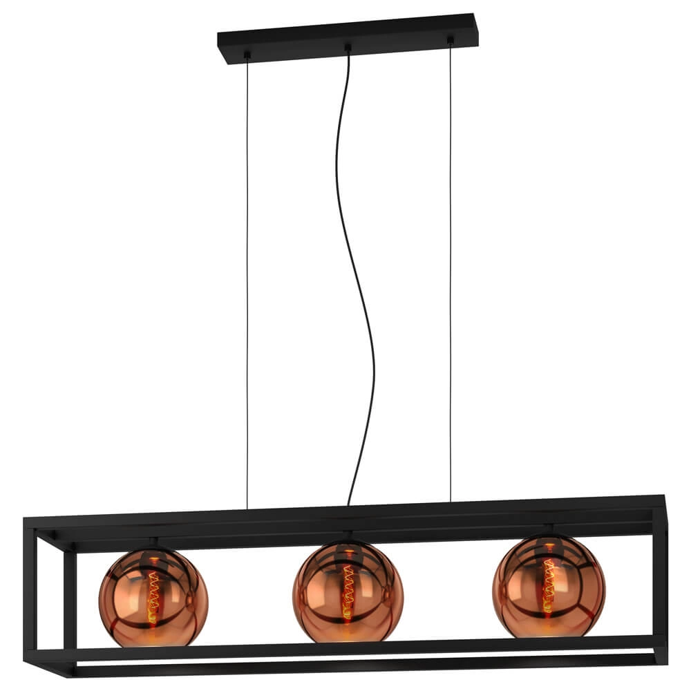 Dining room hanging lamp Cordoba with red copper glass