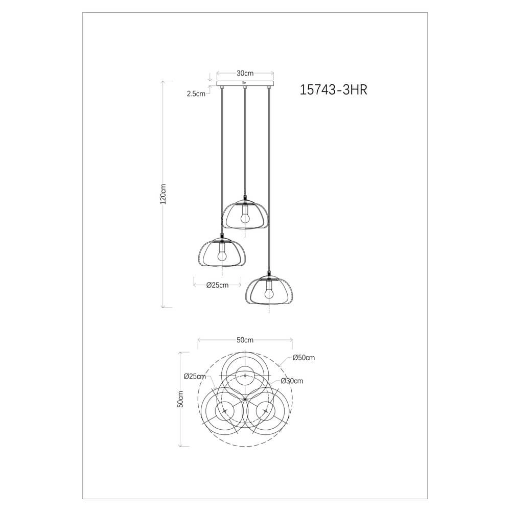 Pendant lamp Jella 3-light round Globo 9007371455904