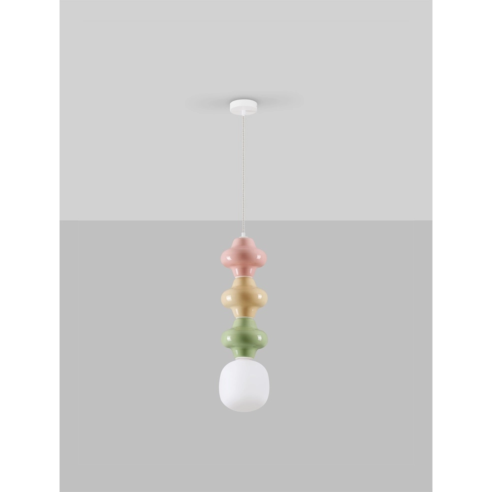 Pendant lamp Clio L white glass with colored ceramic Lyora 5212017461315
