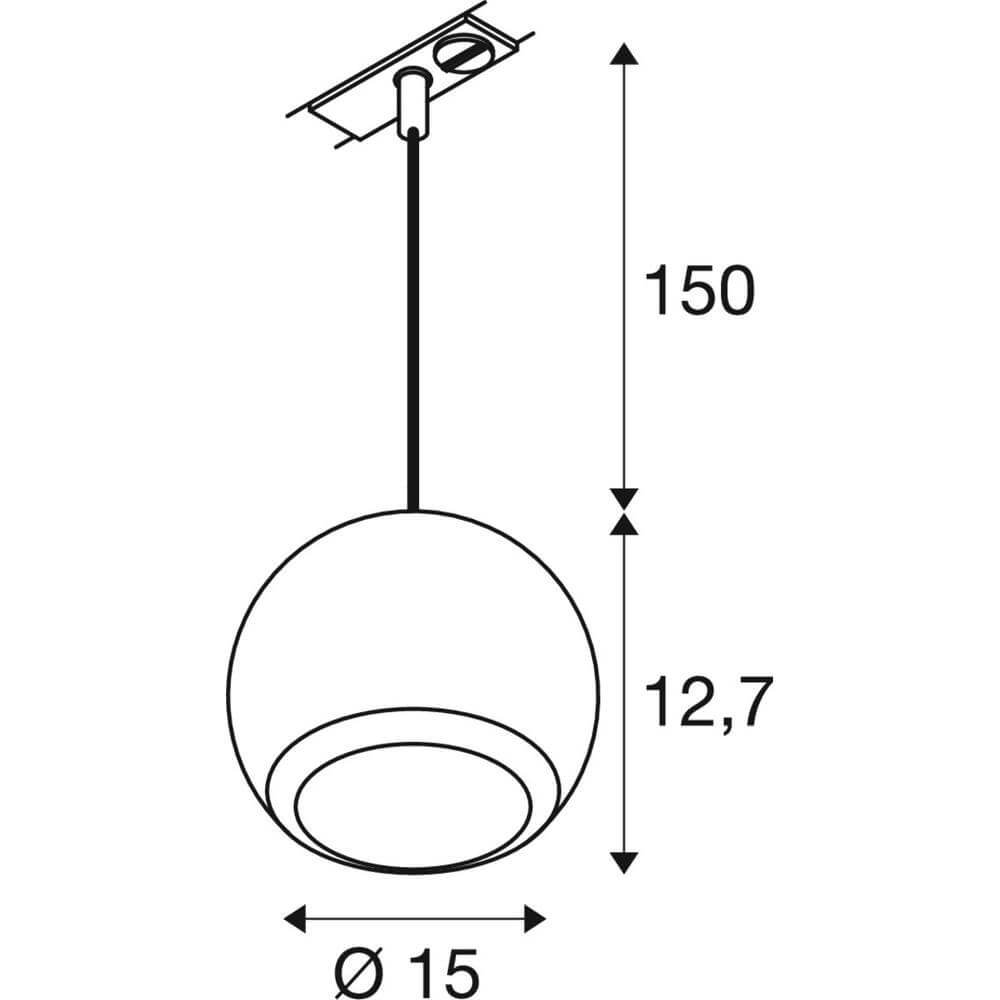 Pendant light for rail Light Eye 150 black 1-phase Ø 15cm SLV 4024163295529