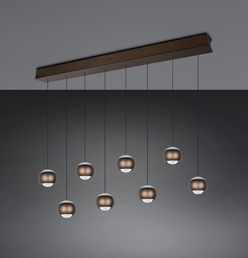 8-light LED pendant light Orbit Dining Table - Platinum Brown Trio 4017807686616
