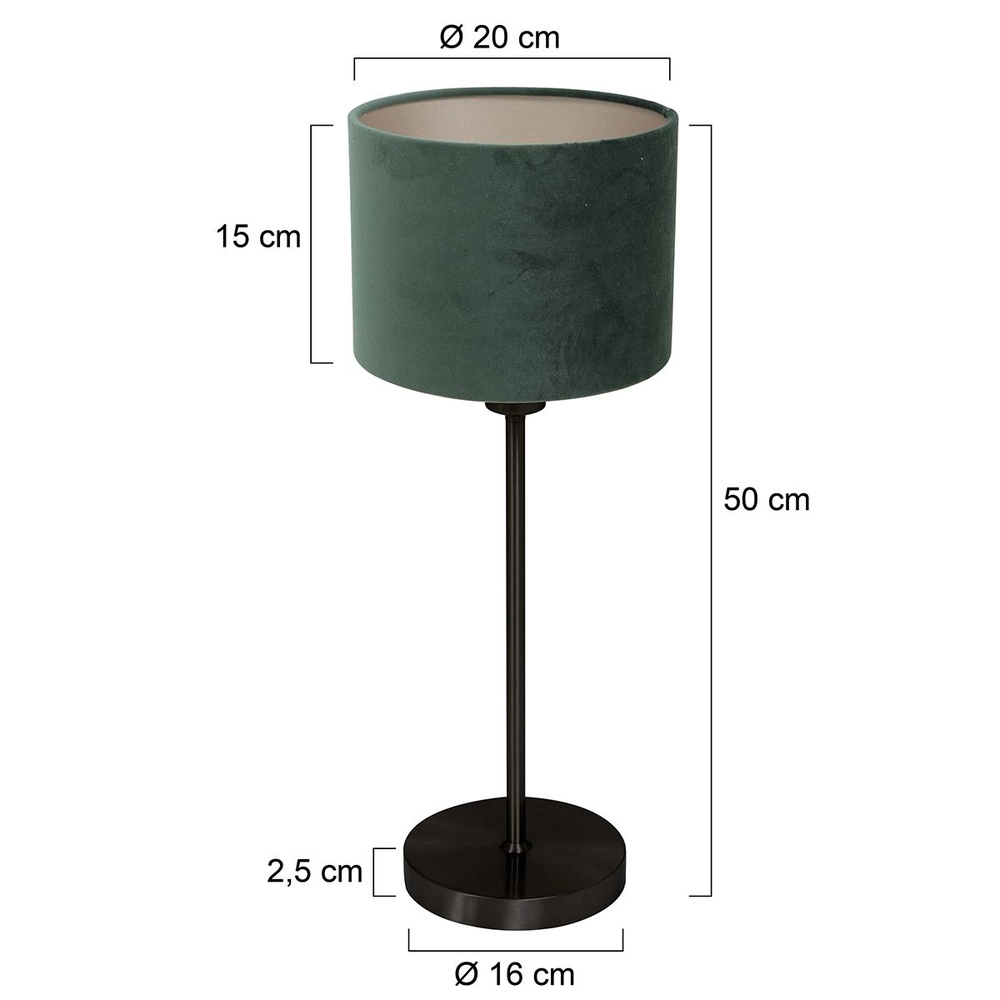 Black table lamp Noor with green hood Steinhauer 8712746182217