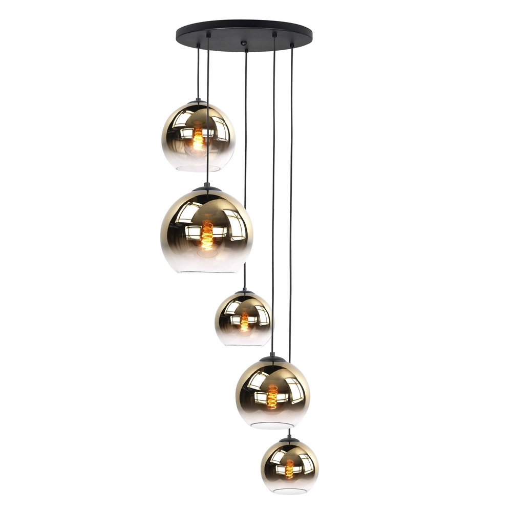 5-light pendant lamp Fantasy black with gold