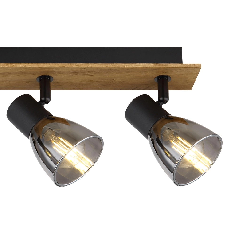 Ceiling lamp Claude 4-light black with wood Globo 9007371434213