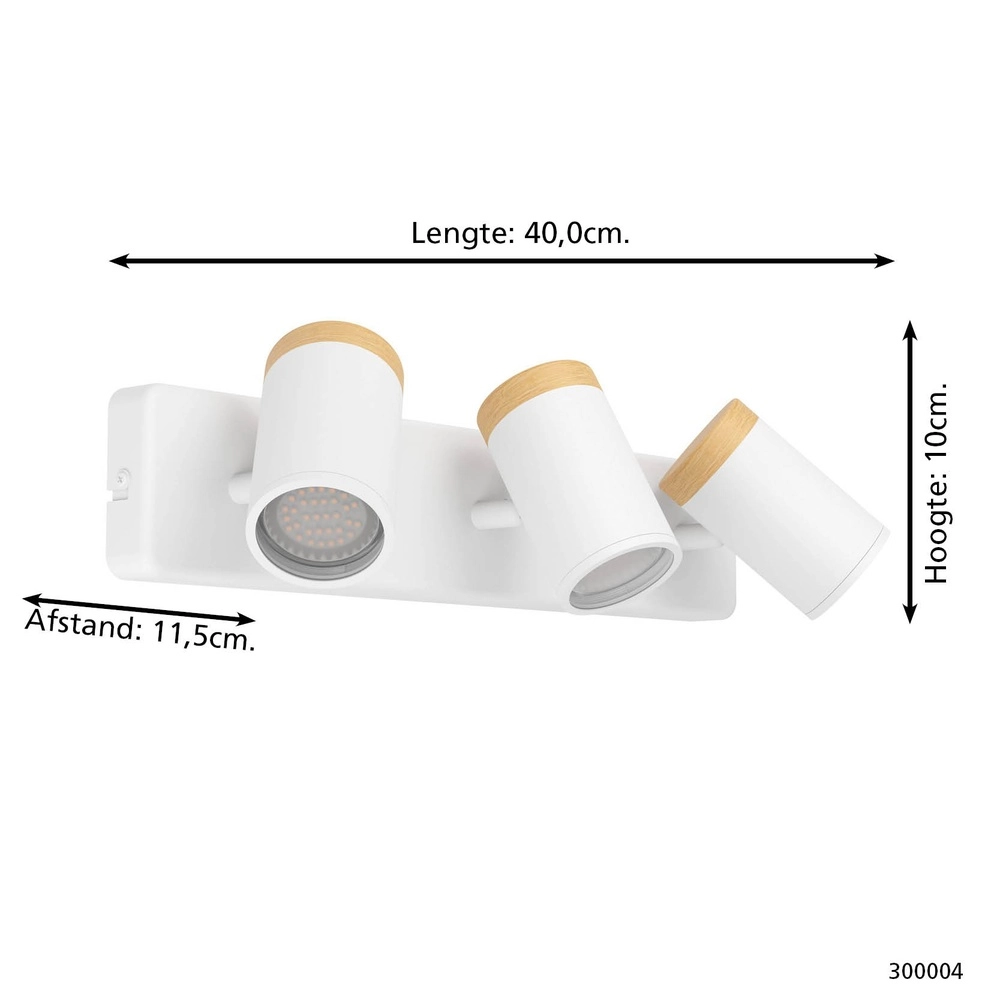 Ceiling lamp Consuma 3-light white with wood Eglo 9008606323685