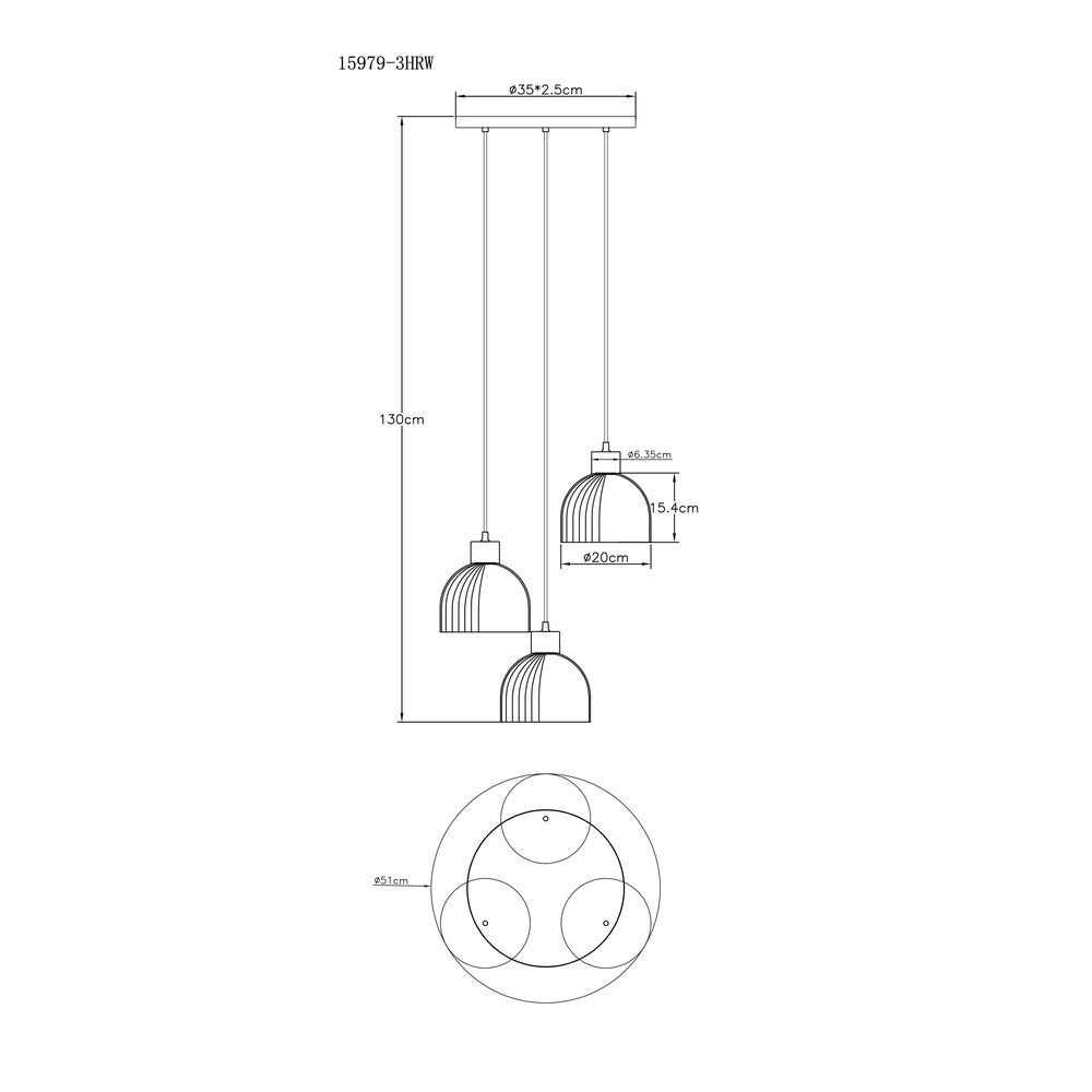 3-light pendant lamp Swanson white Globo 9007371592999