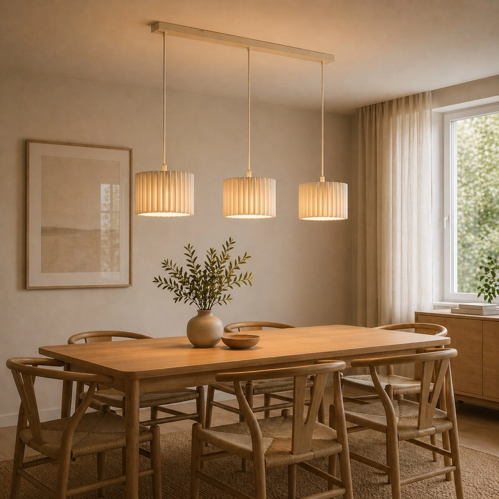 Japandi pendant lamp Velin 3-light sand brown