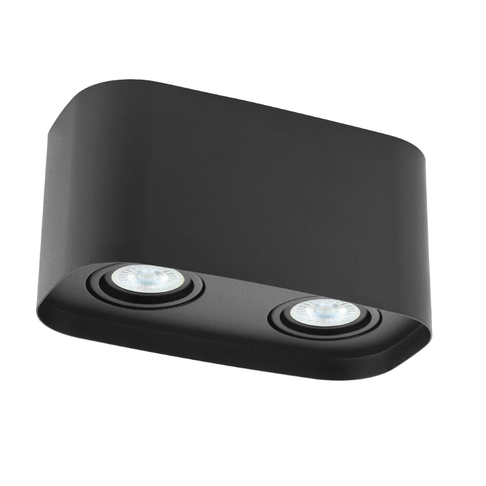 Black surface-mounted spotlight Arenzano 2-light